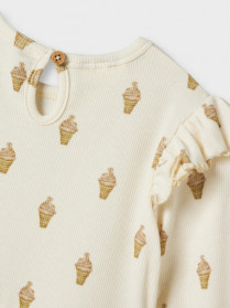 LIL ATELIER Rib Kjole Gavo Enk Turtledove Ice Cream